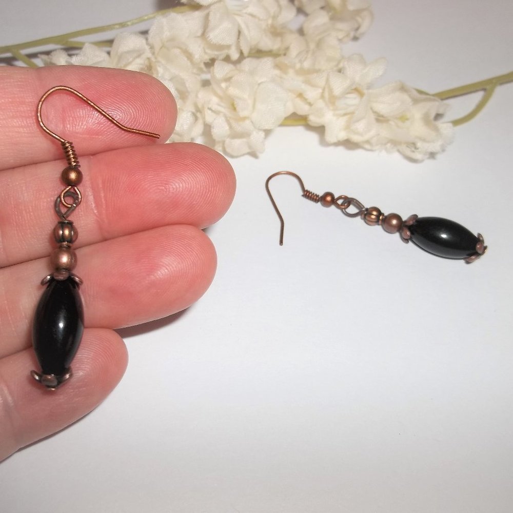 Copper & Black Boho Earring Set NWT Handmade 5823 - Picture 6 of 8